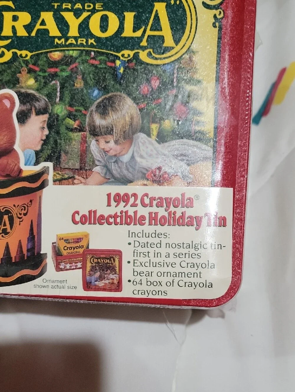 Vintage Crayola 1992 Holiday Collectible Tin - Ornament - Crayons New